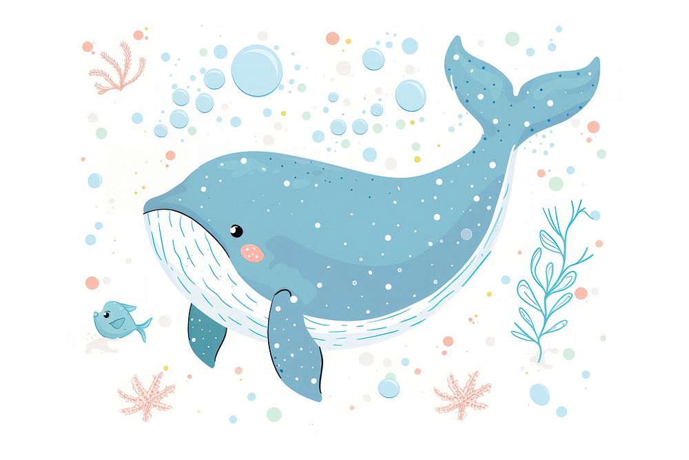 Cute cartoon sea whale jacuzzi dolphin animal.