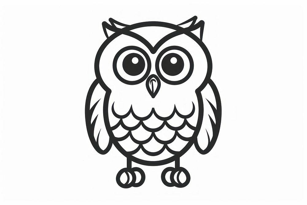 Owl drawing in black outline doodle illustrated ammunition weaponry.