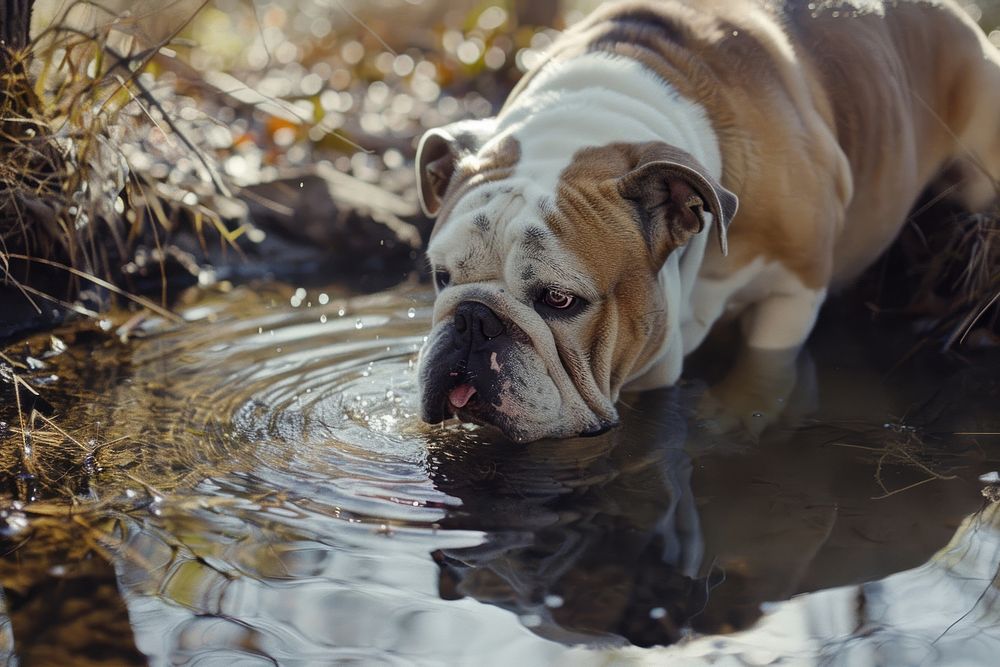 Bulldog bulldog water outdoors.
