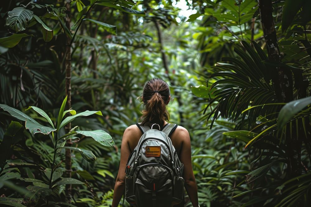 Person traveling person jungle backpacking.