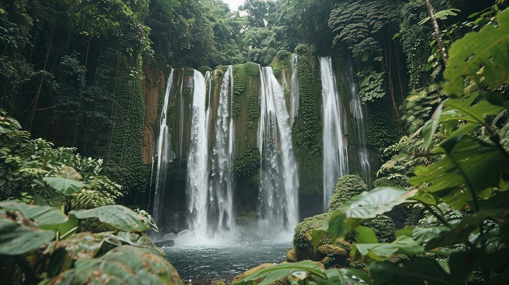 Waterfall nature plant rainforest.