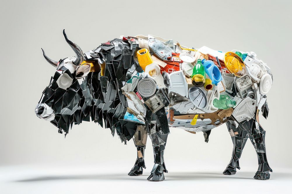 Bison made from plastic animal livestock cattle.