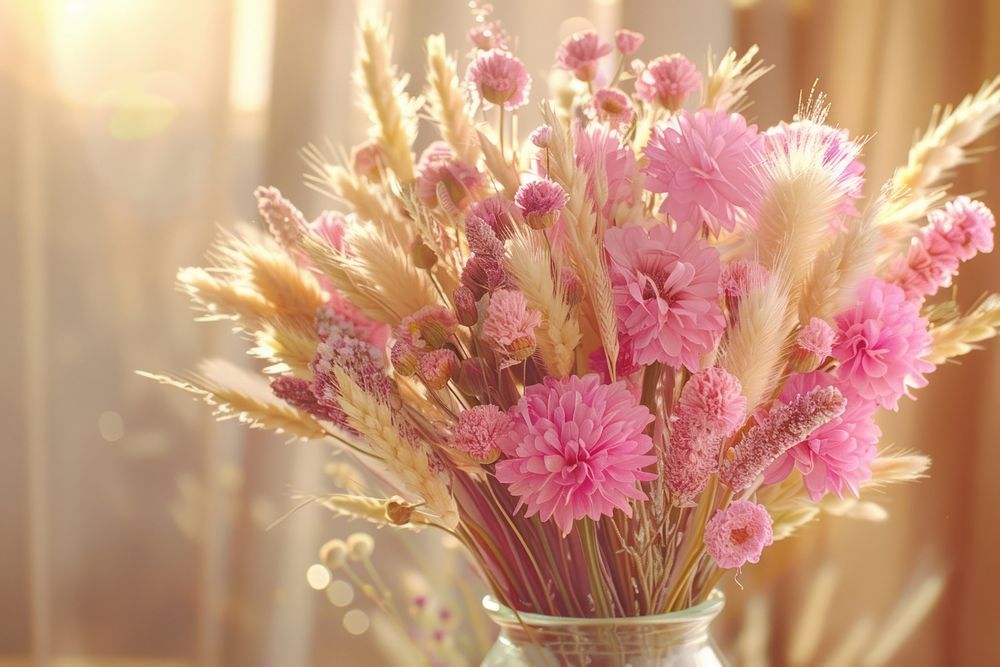 Dried flowers asteraceae carnation blossom.