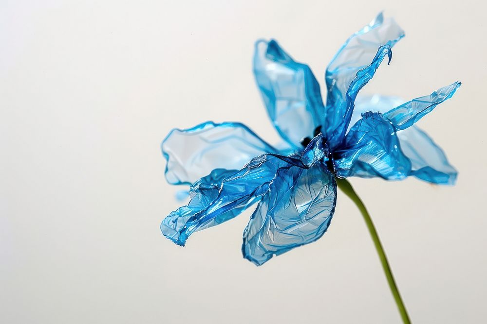 Blue flower made from plastic wedding blossom female.