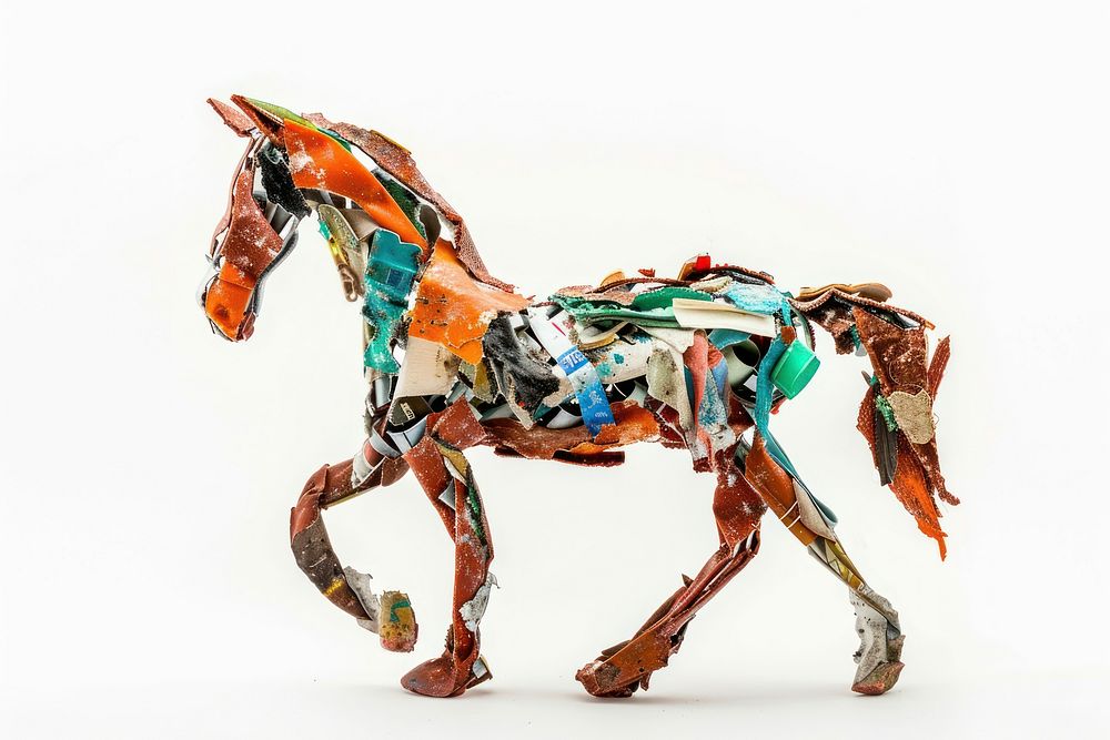 Brown horse made from plastic animal dinosaur reptile.