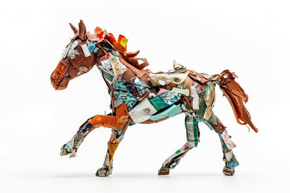 Brown horse made from plastic animal dinosaur reptile.
