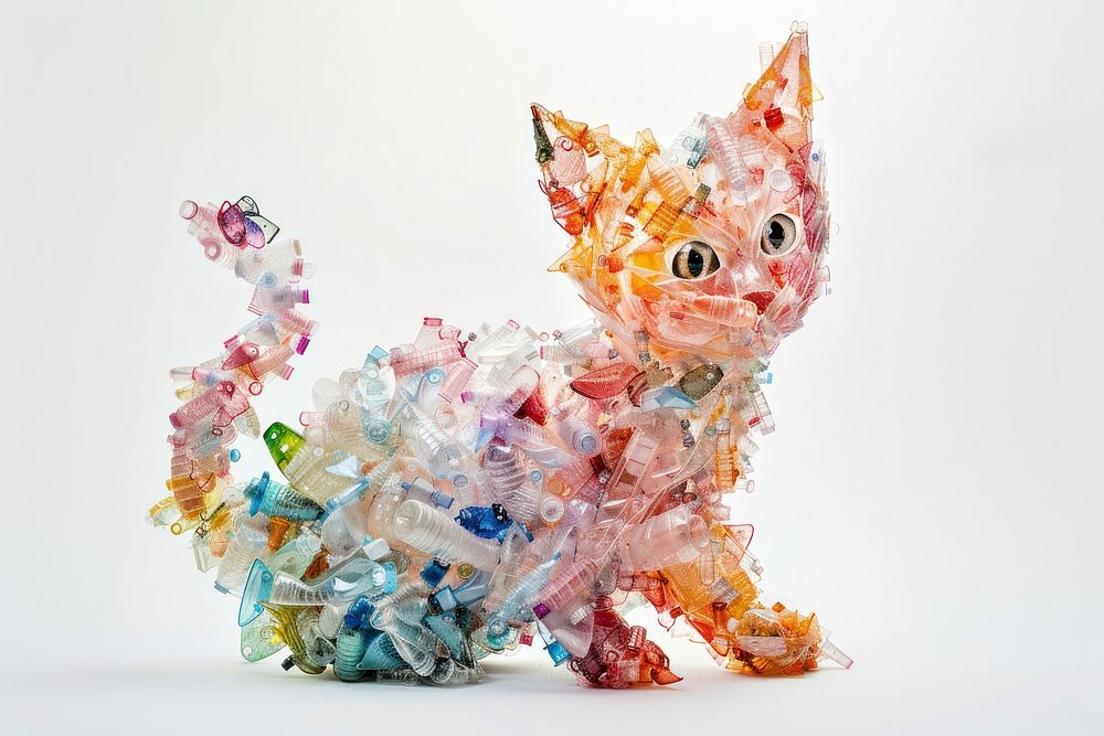 Cat made from plastic art toy.