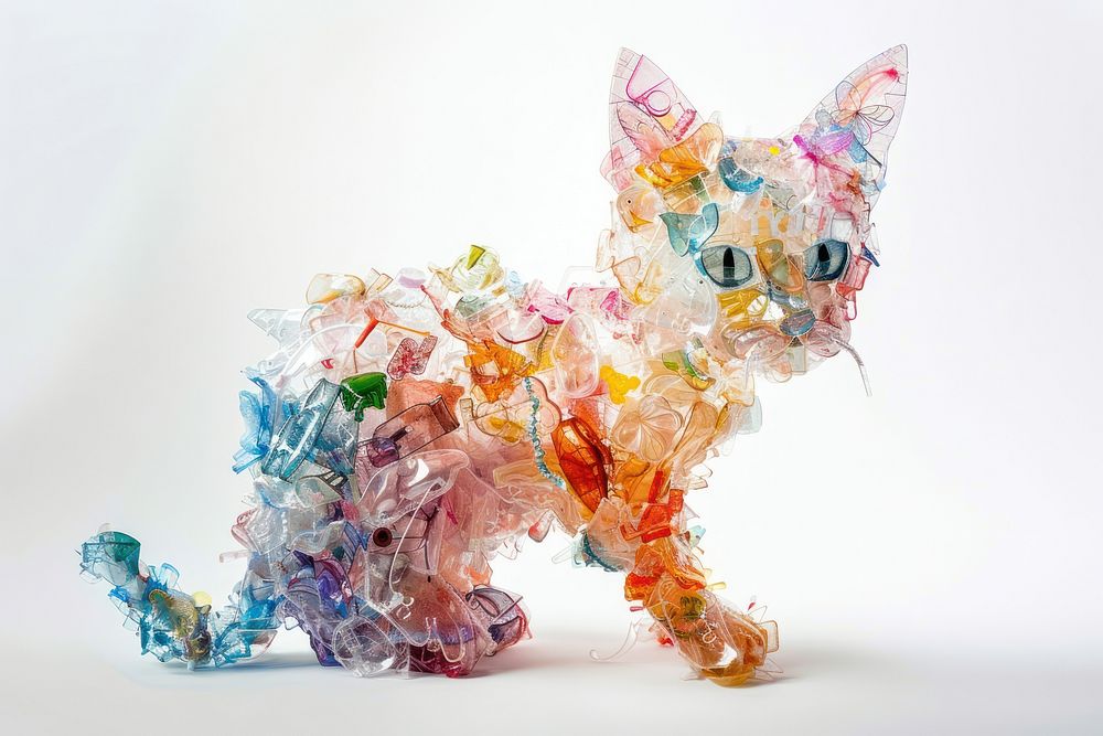 Cat made from plastic art.