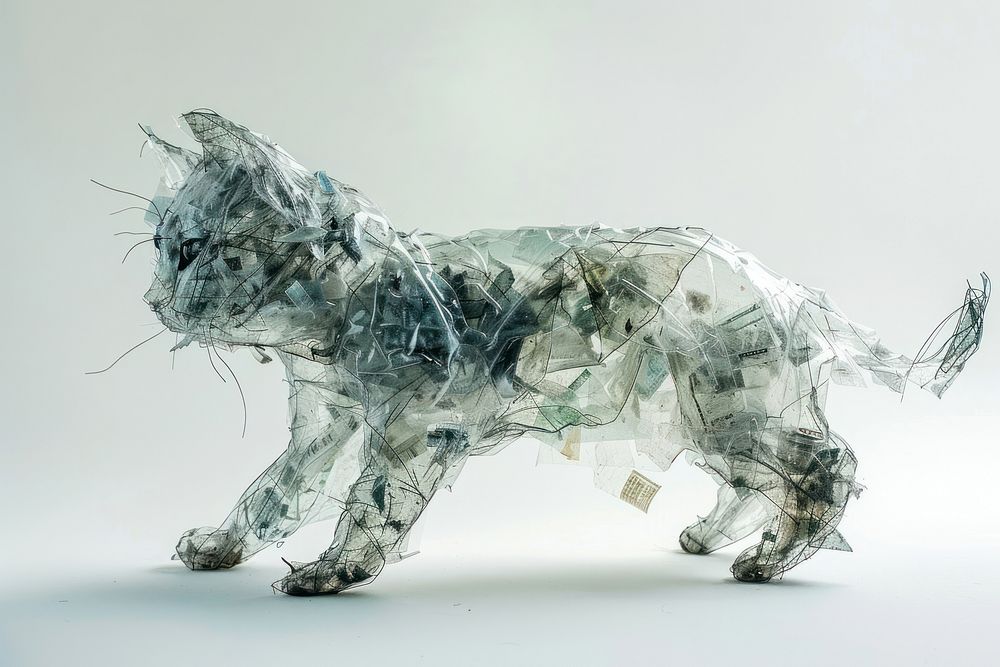 Cat made from plastic animal cat wildlife.