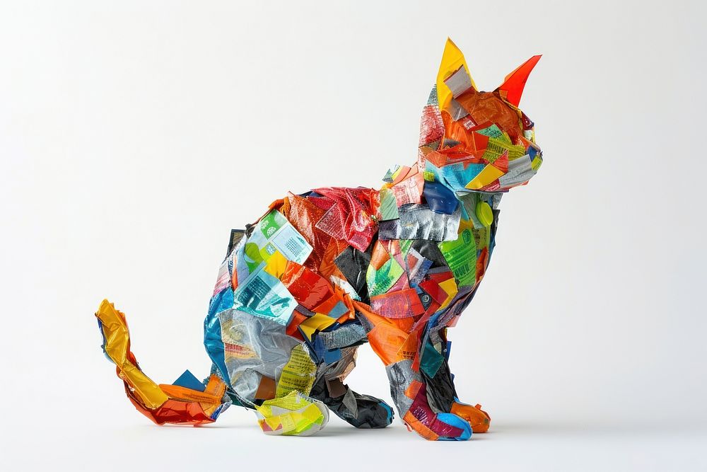 Cat made from plastic animal cat person.