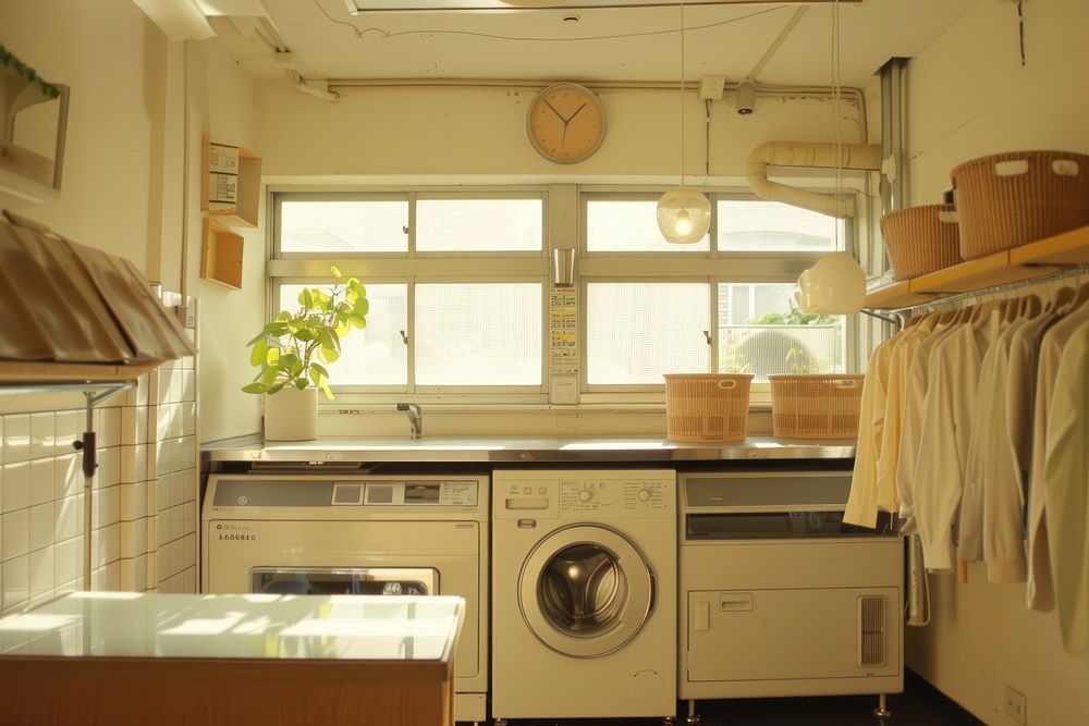 Clothes washing machine laundry appliance furniture.