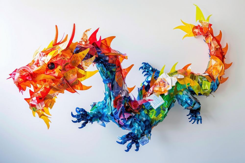 Dragon made from plastic wedding female person.