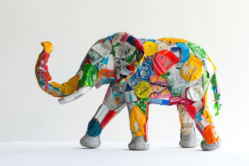 Elephant made from plastic animal wildlife person.