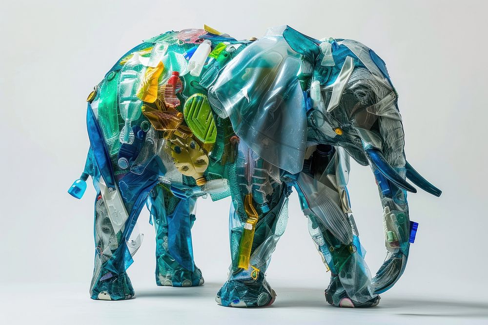 Elephant made from plastic animal wildlife person.