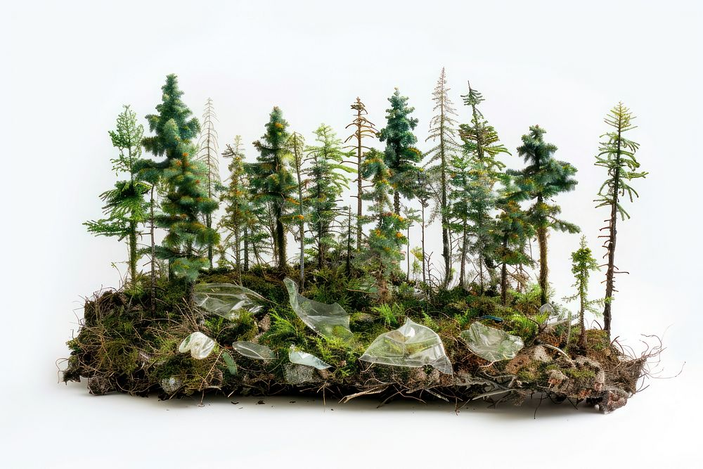 Forest made from plastic vegetation outdoors conifer.