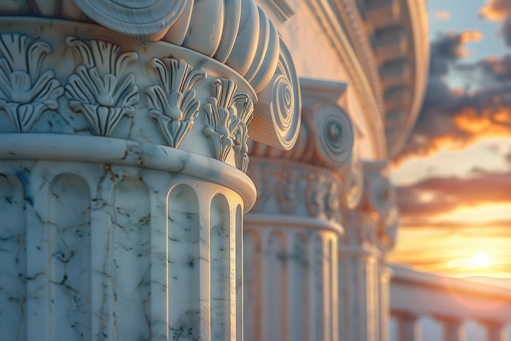 Ionic marble column architecture pillar symbol.