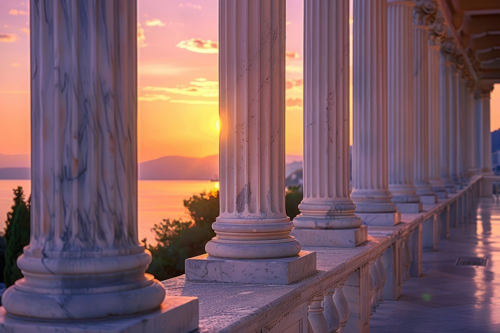 Ionic marble columns architecture outdoors building.