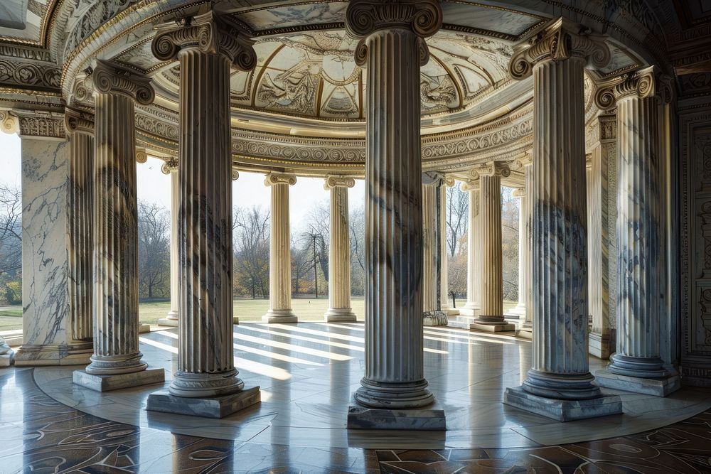 Ionic marble columns architecture building housing.