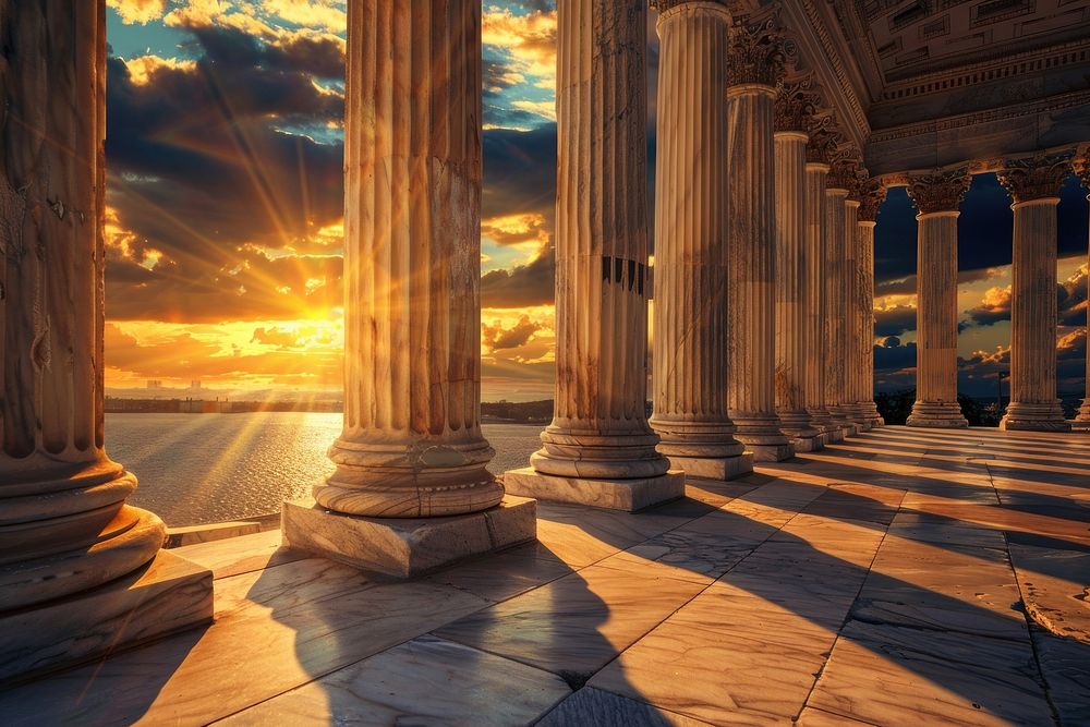 Ionic marble columns architecture cityscape outdoors.