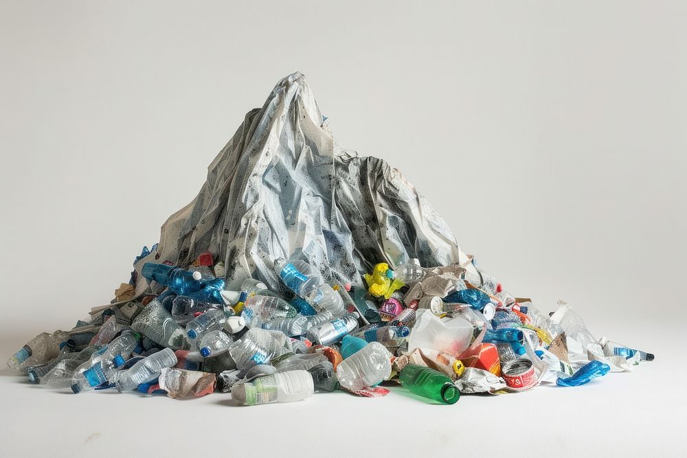 Mountain made from plastic garbage trash.