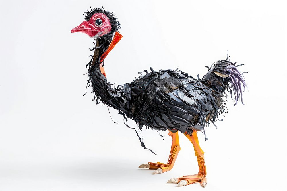 Ostrich made from plastic animal chicken poultry.