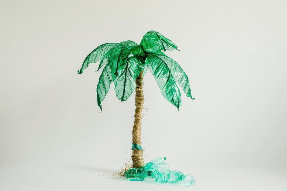 Palm tree made from plastic arecaceae plant leaf.
