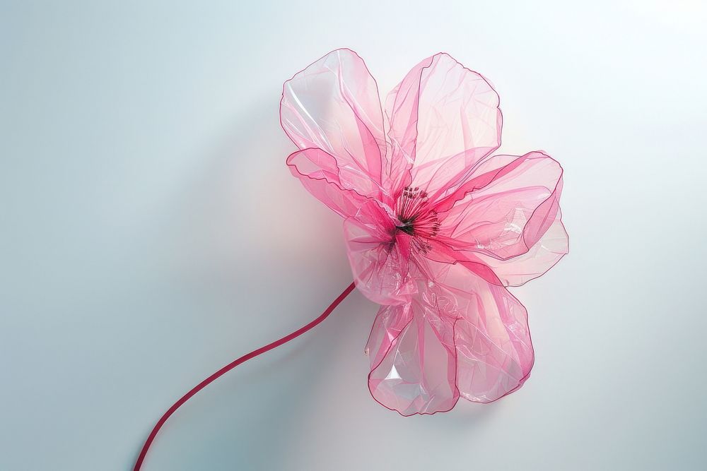 Pink flower made from plastic blossom dahlia plant.