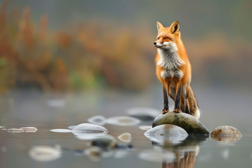Red fox standing wildlife animal canine.