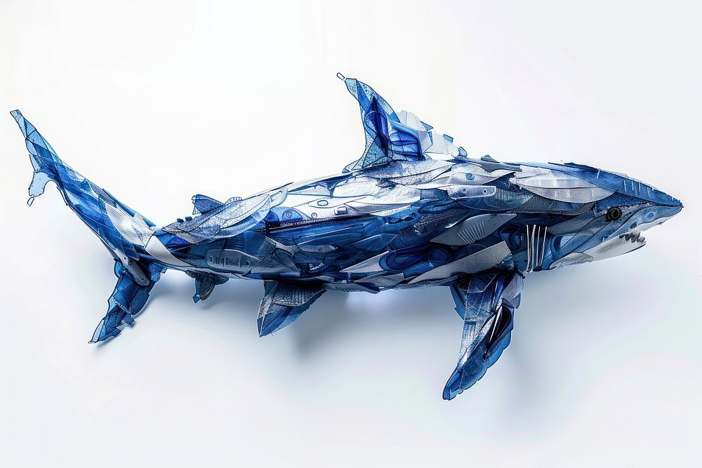 Shark made from plastic animal fish tuna.
