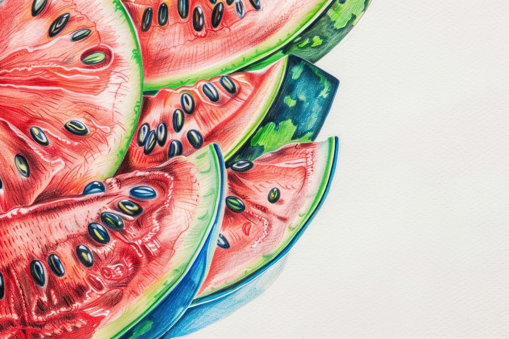 Vintage drawing watermelon fruits produce person tattoo.