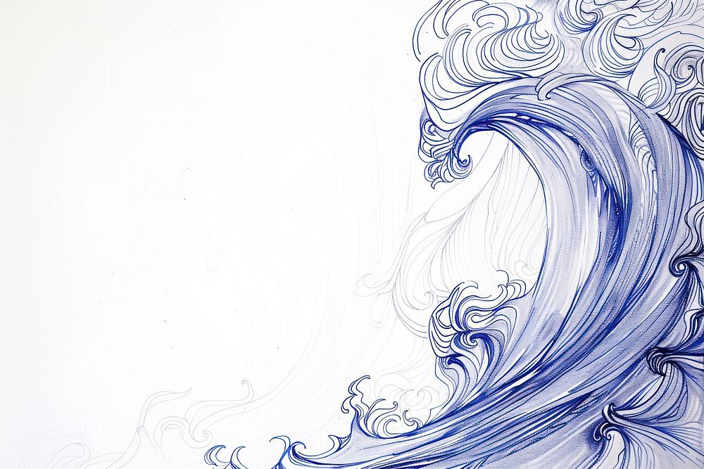 Vintage drawing wave Hand illustrated graphics pattern.