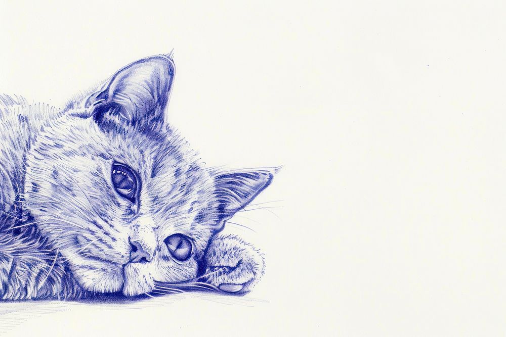 Vintage drawing cats illustrated sketch animal.