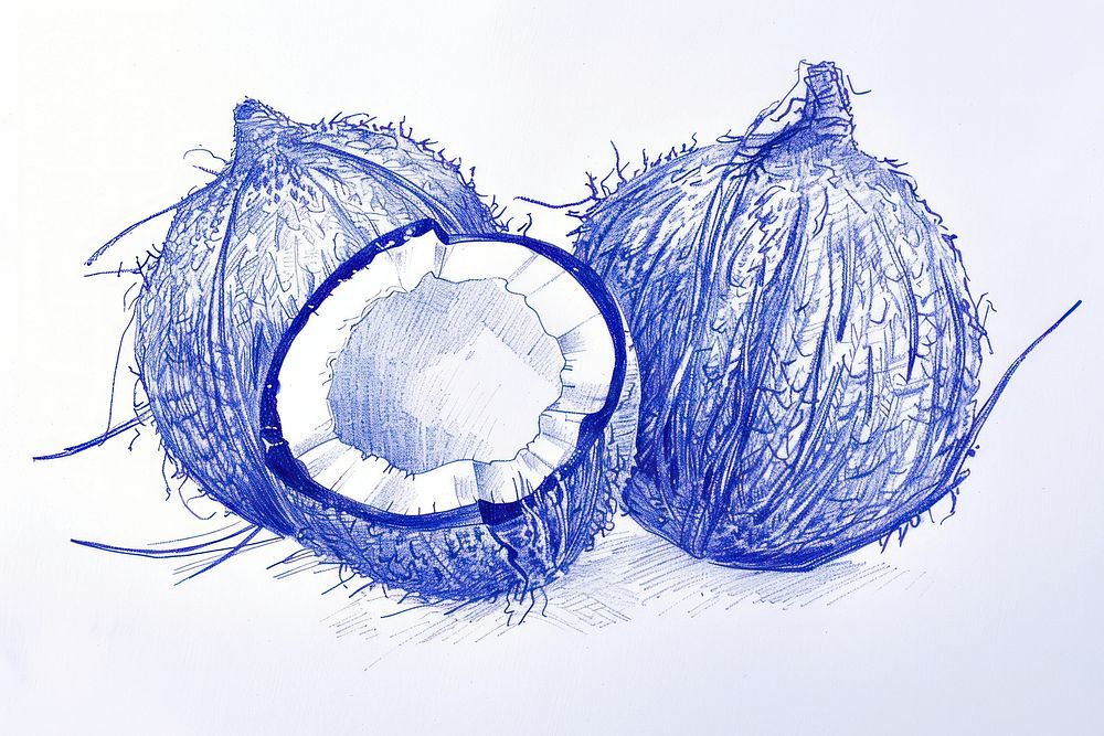 Vintage drawing coconuts produce animal fruit.