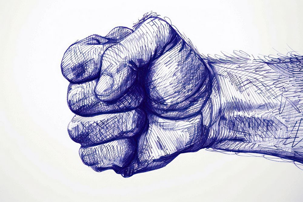 Vintage drawing fist bump Hand hand illustrated person.