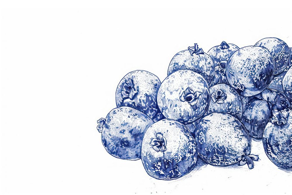 Vintage drawing guava fruits ball illustrated blueberry.