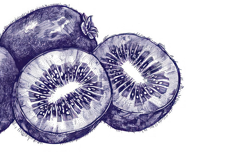 Vintage drawing kiwi fruits illustrated produce reptile.