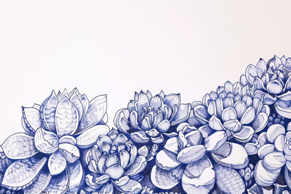 Vintage drawing lithops flowers illustrated doodle sketch.