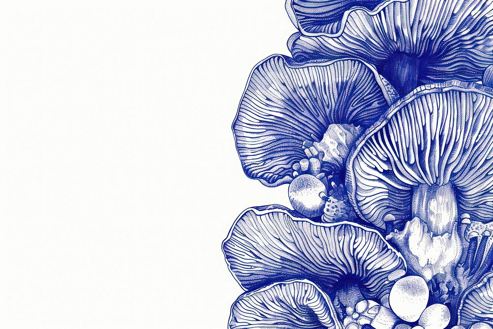 Vintage drawing mushroom coral illustrated wildlife blossom.
