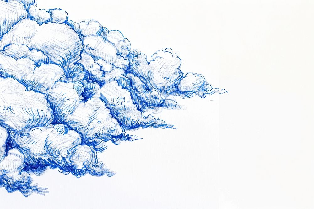 Vintage drawing nimbus clouds illustrated outdoors pattern.