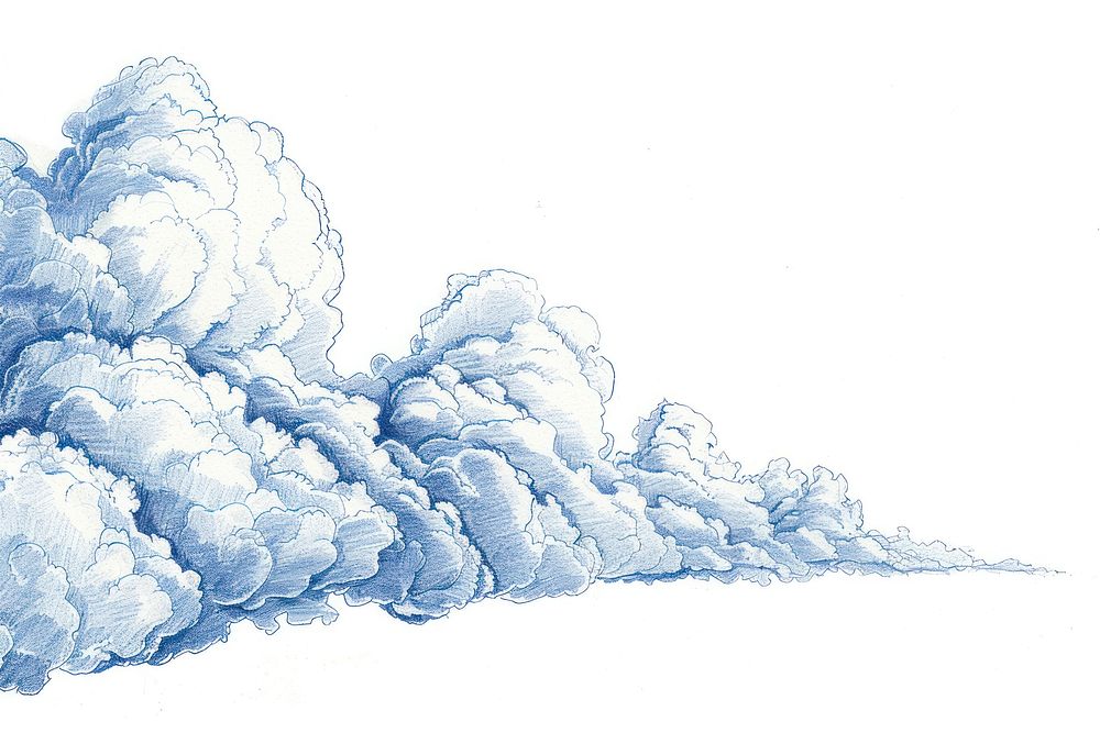 Vintage drawing nimbus clouds illustrated outdoors nature.