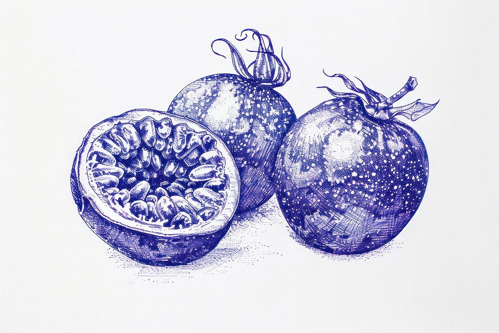 Vintage drawing passion fruits illustrated accessories pomegranate.