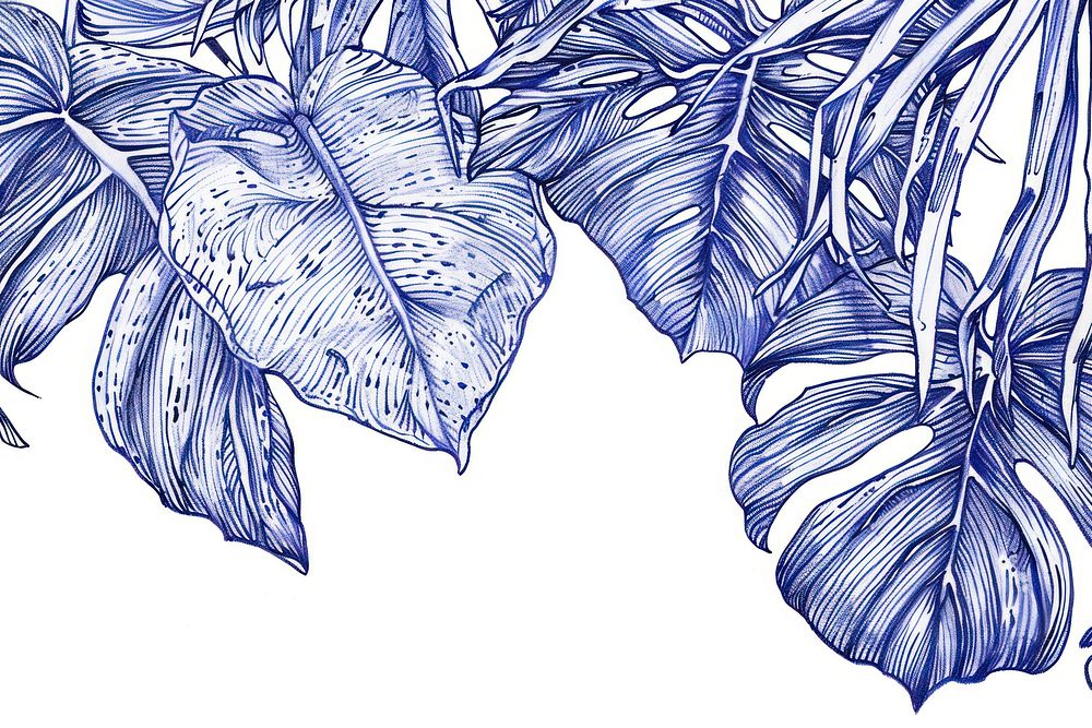 Vintage drawing philodendron leaves illustrated | Free Photo ...