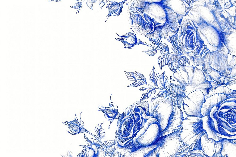 Vintage drawing Rose flowers illustrated graphics pattern.