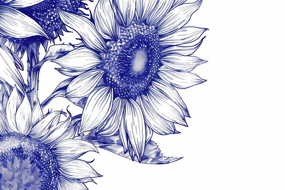 Vintage drawing sunflower flowers illustrated asteraceae graphics.