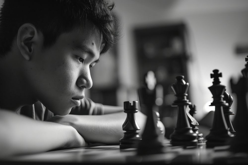 Vietnamese friend playing chess person human game.