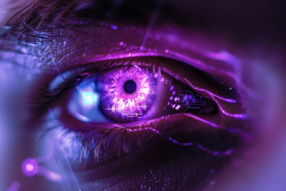 Vision futuristic computer purple technology person.