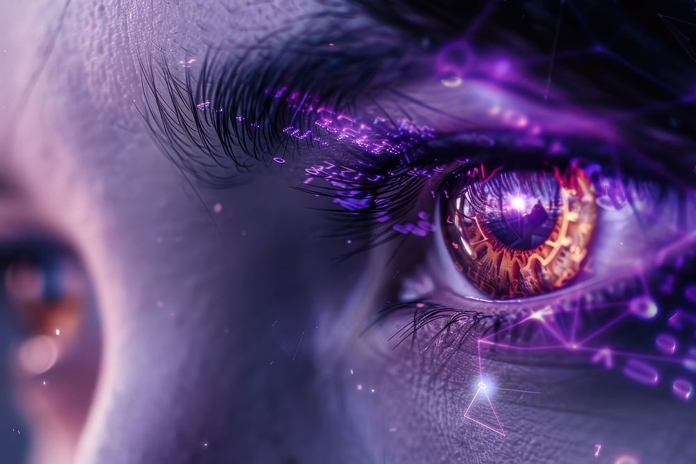 Vision futuristic computer purple person adult.