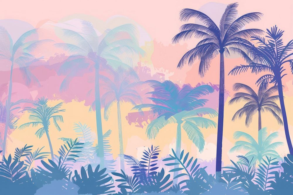 Tropical trees vegetation outdoors painting.