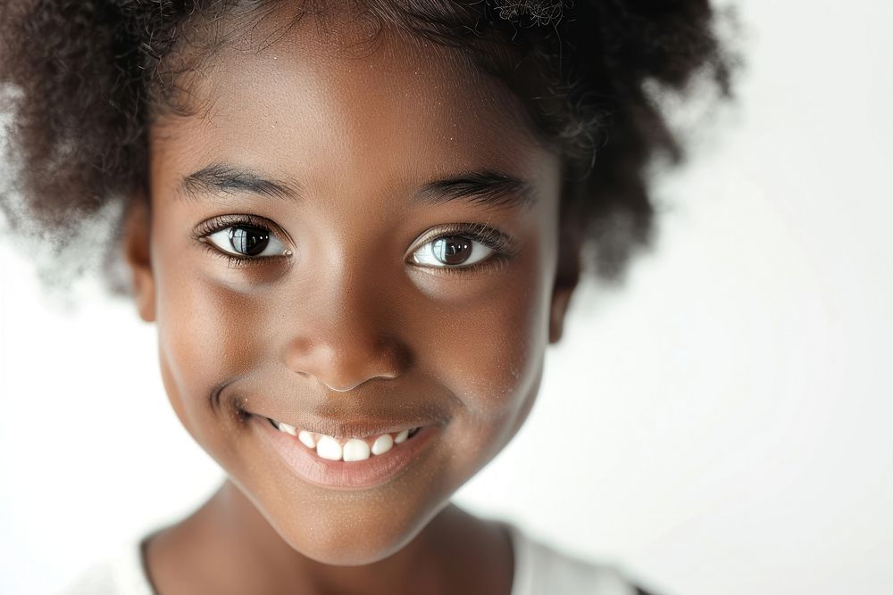 Black african american kid portrait smile female.