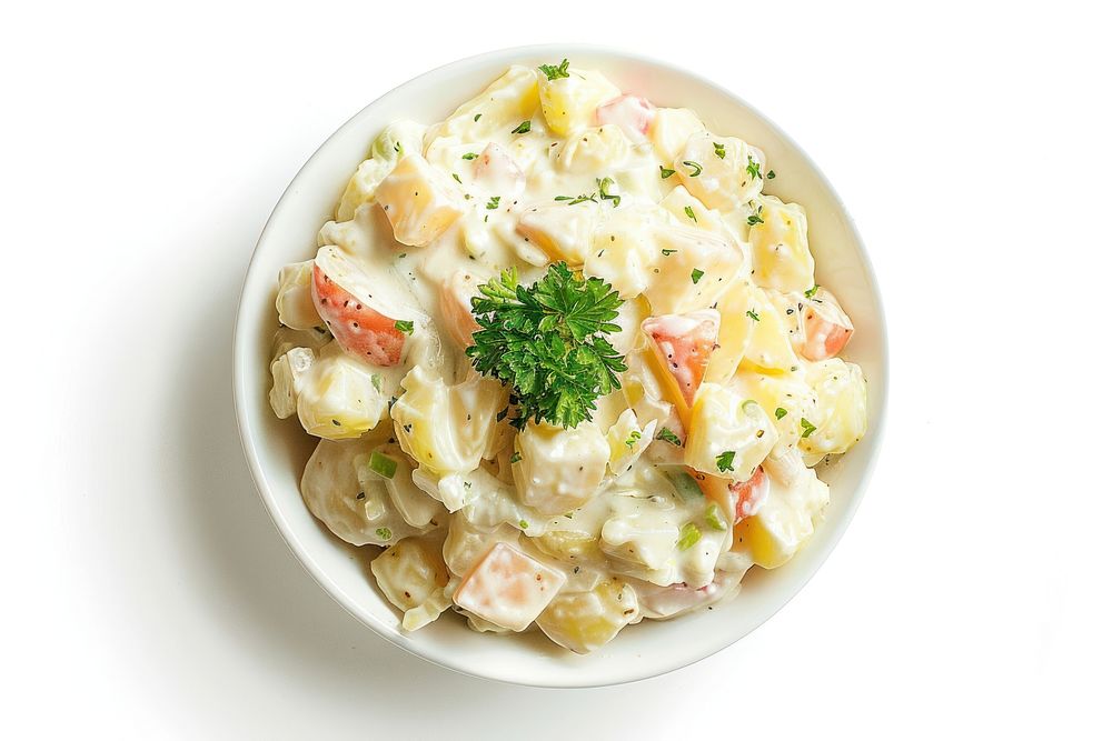Potato salad dish plate pasta.